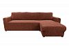 Еврочехол Чехол на угловой диван с правым выступом Микрофибра Шоколад